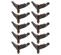 Oniissy Juego de 10 protectores de esquina antiguos para soporte de patas de caja de madera, bases de pie de aleación de zinc retro con acabados de bronce, oro, bronce rojo, accesorios decorativos