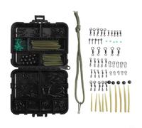 Oniissy Juego de aparejos de pesca de carpas con ganchos, giratorios, clips y cuentas, aparejos de acero inoxidable y goma para pesca de agua salada en agua dulce, organizados en