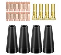 Oniissy Kit de boquillas sin gas 14AK para soldadura MIG Flux Core con 4 boquillas, 4 soportes difusores y 20 puntas de cobre (0.030 pulgadas/0.8 mm) compatible con