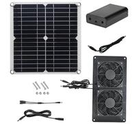 Oniissy Kit de extractor dual de 12 W con panel de silicona monocristalina para invernadero, casa de mascotas, caravana, extractor de aire impermeable