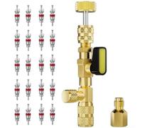 Oniissy Llave combinada para herramienta de extracción de núcleo de válvula de aire acondicionado, material de cobre con desconexión de cambio rápido, tamaños de adaptador de 1/4 y 5/16 pulgadas