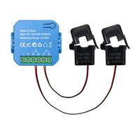 Oniissy Para Tuya para Smart WiFi Energía Voltaje de Energía, Medidor de Alarma /2 Canales, con Analizador de Factor de Potencia de Abrazadera, Monitor de Consumo de Electricidad (Azul 2CT)