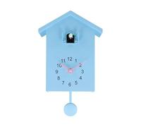 Oniissy Reloj de pared con diseño de cuco, con voz de llamada de pájaro, control de volumen ajustable, para sala de estar, oficina, dormitorio, cocina, soporte de estante, funciona con pilas (azul)