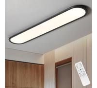 Oninio Plafón LED Techo 120 cm Regulable con Mando a Distancia, Lámpara de Techo Moderna Ultra Fina para Dormitorio y Salón (Negro)