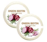 Onion Biotin Shampoo Bar, 2PCS Cebolla Romero Champú Jabón, Profundamente Nutritivo Champú Barra Biotina Limpio Para Crecimiento Cabello, Hidratante Romero Cebolla Champúbarra, Para Todo Tipo Cabello