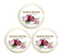 Onion Biotin Shampoo Bar - 3 X 60G Champú Sólido Con Romero Y Cebolla, Reduce La Caída Y La Rotura Del Cabello, Limpia E Hidrata, Mejora El Cueros Cabelludo Fortalece El Cabello, Champús Sin Sulfatos