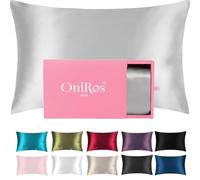 ONIROS Home Funda de Almohada Seda Morera de Lujo 100% ORGÁNICA Certificada de 19mm | Silk Pillowcase | para Piel y Pelo | Almohada de Seda | Regalos Mujer (Funda Almohada 70x40, Gris Plateado)
