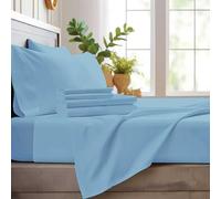 ONIROS Home Juego de Sabanas 180x200 de Lujo Incluye 2 Funda Almohada 50x80 | Sabana Bajera 180 x 200 Ajustables y Encimera | Sábanas 180x200 - (Ropa de Cama 180 x 190/200, Azul Pastel)