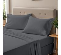 ONIROS Home Juego Sabanas 150 x 190/200 de Lujo Incluye Fundas Almohadas 75x50 Pack 2 | Sabana Bajera 150x190 Ajustables y Encimera | Sabanas 150 x 200 - (Sabanas Cama 150, Gris Oscuro)