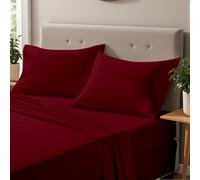 ONIROS Home Juego Sabanas 150 x 190/200 de Lujo Incluye Fundas Almohadas 75x50 Pack 2 | Sabanas Bajeras 150x190 Ajustables y Encimera | Sabana 150 x 200 (Sabanas Cama 150, Burdeos)