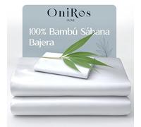 ONIROS Home Sabana Bambu Bajera Ajustable de 150x190/200 ORGÁNICA SATÉN de 300 Hilos, Sabanas Bambu Antiacaros, Sostenible, Resistentes, Sabana Termorreguladora (Ropa de Cama, Blanco)