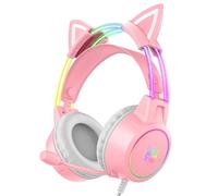 ONITOON Auriculares para Juegos con Orejas de Gato con micrófono para niños y Adultos, retroiluminación RGB degradada, Cabeza Ligera con Cable para PS4/PS5/Xbox One/PC/teléfono, Sonido Envolvente