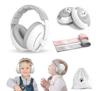 ONITOON Orejeras para bebé, auriculares 2 en 1 con cancelación de ruido, protección auditiva para bebés de 0 a 48 meses, diadema ajustable, gris, Talla única
