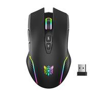 ONITOON Ratón óptico ergonómico con retroiluminación RGB, 6 DPI ajustables, ratón USB con 7 botones para PC/Mac/Laptop