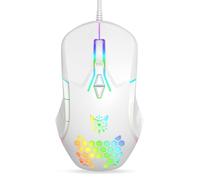 ONITOON Ratón USB con cable, mouse de computadora con iluminación RGB, 4 DPI ajustables, mouse óptico ergonómico de oficina, ratones con cable de 7 botones para ventana, PC, portátil, escritorio, Mac,