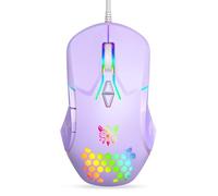 ONITOON Ratón USB con cable, mouse de computadora con iluminación RGB, 4 DPI ajustables, mouse óptico ergonómico de oficina, ratones con cable de 7 botones para ventana, PC, portátil, escritorio, Mac