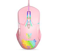 ONITOON Ratón USB con cable, mouse de computadora con iluminación RGB, 4 DPI ajustables, mouse óptico ergonómico de oficina, ratones con cable de 7 botones para ventana, PC, portátil, escritorio, Mac,