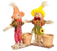 OnIUeZky Fall Harvest Scarecrow Decor Standing Halloween Scarecrows with Basket for Garden Thanksgiving Decoration