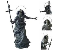 OnIUeZky Halloween Decoration Black Skeleton Guardian Sculpture Grim Reaper Statue for Haunted House