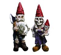 OnIUeZky Halloween Skeleton GNOME Statue Dwarf Skull Resin Figurine Zombie GNOME Ornament 2PCS