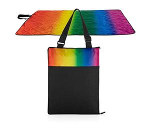 ONIVA - a Picnic Time brand - Manta y Bolsa de Picnic Vista al Aire Libre - Manta de Playa - Manta de Camping (Arco Iris con Negro)