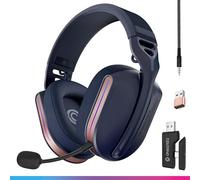 Oniverse - Auriculares inalámbricos para juegos compatibles con PS5 PS4 Switch PC móvil, auriculares para jugador ligeros LED de baja latencia 2,4 GHz o Bluetooth, batería 33 h, sonido virtual 7,1