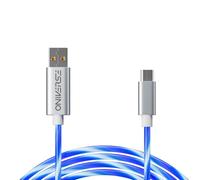 Oniverse Cable USB LED, USB-A a Micro, Compatible con PS4 Pro Slim PS3 Xbox One PC MAC Android, 2 metros, Carga Rápida, 5 Modos de Iluminación