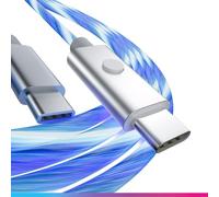 Oniverse - Cable USB LED, USB-C a USB-C, compatible con PS5 Pro Slim Xbox Series X|S Switch 2 PC MAC Android Iphone 15, 2 metros, carga rápida, 5 modos de iluminación, tipo C