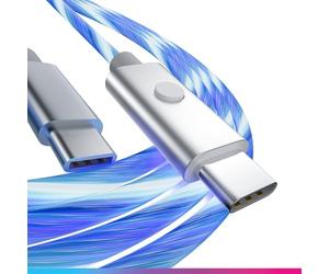 Oniverse - Cable USB LED, USB-C a USB-C, compatible con PS5 Pro Slim Xbox Series X|S Switch 2 PC MAC Android Iphone 15, 2 metros, carga rápida, 5 modos de iluminación, tipo C