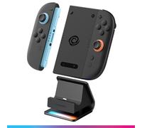 Oniverse Cargador de Mandos para Switch 2 - Estación de Carga para 2 Joy-Cons compatible con Nintendo Switch 2, alimentación USB-C, Puerto USB-A para mando adicional, 8 Modos de Iluminación - Fusion D
