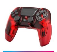 Oniverse Mando inalámbrico para PS4 PS3 PC ANDROID iOS, salida para auriculares, joystick con tecnología Hall Effect, batería recargable de 1000mAh, botones macro, giroscopio de 6 ejes, Revolt Red