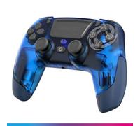 Oniverse Mando inalámbrico para PS4 PS3 PC ANDROID iOS, salida para auriculares, joystick con tecnología Hall Effect, batería recargable de 1000mAh, botones macro, giroscopio de 6 ejes, Revolt Blue