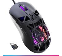 Oniverse - Ratón para juegos con cable de alto rendimiento LED, sensor óptico de 12800 DPI, ultra ligero, Polling Rate 1000 Hz, 7 botones programables, para PC/Mac/PS5/PS4 (Nocta Black)