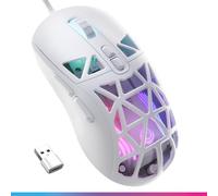 Oniverse - Ratón para juegos con cable (LED de alto rendimiento, 12800 DPI, ultra ligero, Polling Rate 1000 Hz, 7 botones programables, para PC/Mac/PS5/PS4, Kryo (Luxion White)
