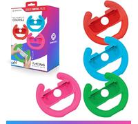 Oniverse Volante Nintendo Switch - Pack de 4 volantes de carreras para Joy Con Nintendo Switch y Nintendo Switch OLED - Volante de Racing rojo neón, azul neón, verde neón y rosa neón