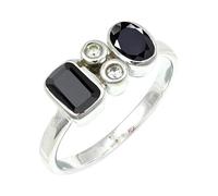 Ónix negro Anillo baño plata Para hombre mujer Joyería C1153AE_67 (21.3)