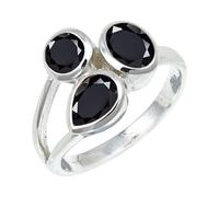 Ónix negro Anillo baño plata Para hombre mujer Joyería C1154AE_62 (19.7)