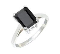Ónix negro Anillo baño plata Para hombre mujer Joyería C1157AE_51 (16.2)
