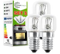 ONIX TECH 3 Piezas Bombilla E14 para Horno 230/240V 25W 300°С con Código Original 00032196 032196 82461076 para Bosch para Smeg