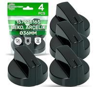 ONIX TECH 4 Piezas Giratorio Pomo Giratorio de Cocina de Gas Ø 36 mm con Código Original 157925165 para Beko para Arçelik para Blomberg - Garantía de 5 Años