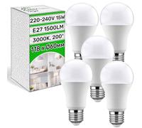 ONIX TECH 5 Piezas Bombilla LED E27 15W 1500Lm AC 220-240V 50-60 Hz - Bombillas LED Luz Calida 3000k - Hasta 25000 Horas de Funcionamiento Hasta 10000 Ciclos de Encendido y Apagado