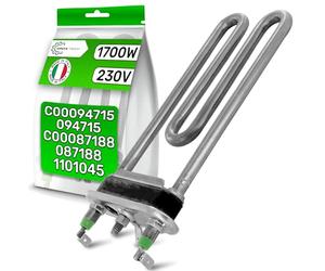 ONIX TECH Calefactor Resistencia 172 mm 1700W 230V con Fusible Térmico para Lavadora Calentador Elemento con Código Original C00094715 para Indesit 482000022781 para Whirlpool - Made IN Italy