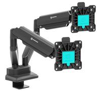ONKRON Brazo Doble para Monitor 13-32, 2x10 kg, VESA 100x100, Negro G160-B | Soporte dos monitores negro, alcance 508 mm, giratorio, soporte monitor escritorio con resorte de gas, para oficina y gaming