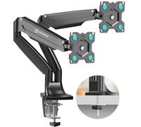 ONKRON Brazo Monitor Doble 13-32 pulgadas, Carga Total 18 kg, Soporte Monitor Escritorio VESA 75x75-100x100 mm, Soporte 2 Monitores Inclinable, Giratorio, Altura Ajustable, Brazo Pantalla Negro G200-B
