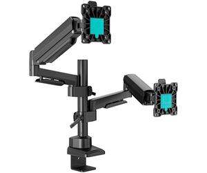ONKRON Brazo Monitor Doble 17-42 Pulgadas, hasta 15 kg x2, VESA 75x75-100x100 mm, Soporte Monitor Escritorio Articulado, Inclinable y Giratorio, Soporte Pantalla Ordenador Regulable, Negro G140-B