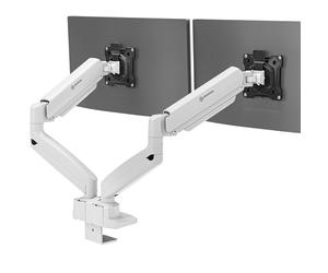 ONKRON Brazo Monitor Doble de 13 a 32 Pulgadas, de hasta 10 kg x 2, Soporte Dos Monitores MAX VESA 100x100, Soporte Monitor Escritorio, Brazo 2 Monitores Giratorio, Inclinable, Blanco G160-BW