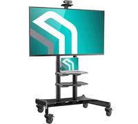 ONKRON Pedestal TV de 50 a 86 Pulgadas - Soporte Ruedas TV en Color Negro Carga Total 105 kg - Soporte Television Ruedas MAX VESA 800x500 mm - Pie Televisor con Estantes y Altura Regulable TS1881-B