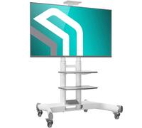 ONKRON Soporte TV Ruedas 40-70 Pulgadas, Carga Total 60.5 kg, VESA 100x100-600x400 mm, Soporte TV Pie Altura Ajustable con 2 Estantes, Pie Television Móvil con Ruedas Bloqueables, Blanco TS1552-W