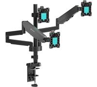 ONKRON Soporte 3 Monitores 13"-32", 24 kg, máx VESA 100x100, G280-B | Brazo triple monitor negro, giro de 180°, rotación 360°, inclinable, altura ajustable; para trading, streaming y oficina