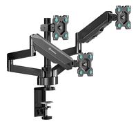 ONKRON Soporte 3 Monitores 13-32 Pulgadas, Carga Total 24 kg, Soporte Monitor Escritorio VESA 75x75-100x100 mm, Brazo Monitor Triple con Inclinación y Giro, Universal, Negro G280-B